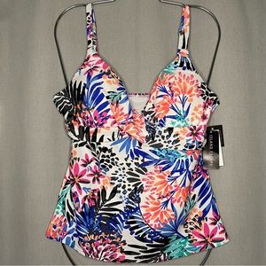NWT Island Escape Women’s Printed Gemini Underwire Tankini Top Swimsuit